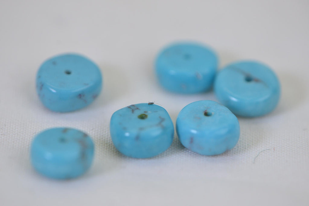 8mm Nevada Turquoise loose Beads Disc Turquoise Beads natural Gemstone Beads Jewelry Making Supplies, pack of 7 Rondelle beads