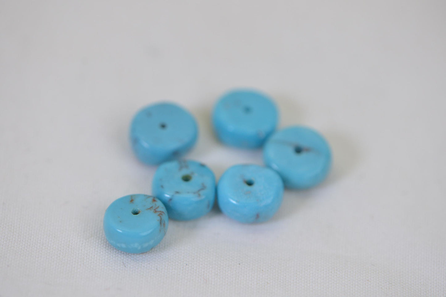 8mm Nevada Turquoise loose Beads Disc Turquoise Beads natural Gemstone Beads Jewelry Making Supplies, pack of 7 Rondelle beads