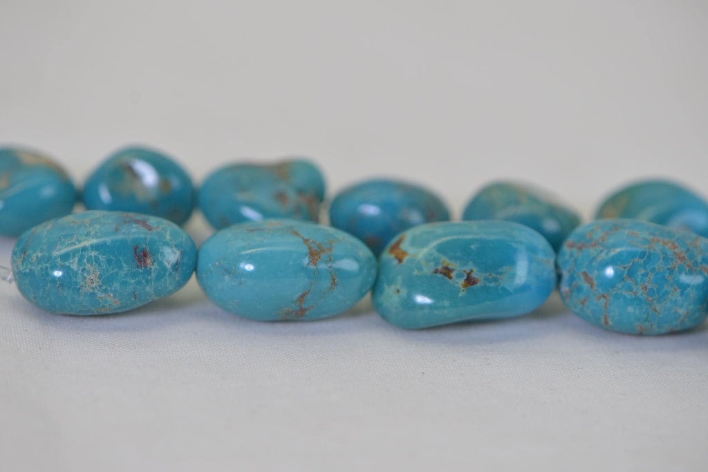 Nevada Turquoise Nugget Beads: 16" Strand, Natural Gemstone Large beads Free Form Nuggets 17mm
