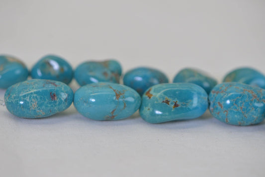 Nevada Turquoise Nugget Beads: 16" Strand, Natural Gemstone Large beads Free Form Nuggets 17mm
