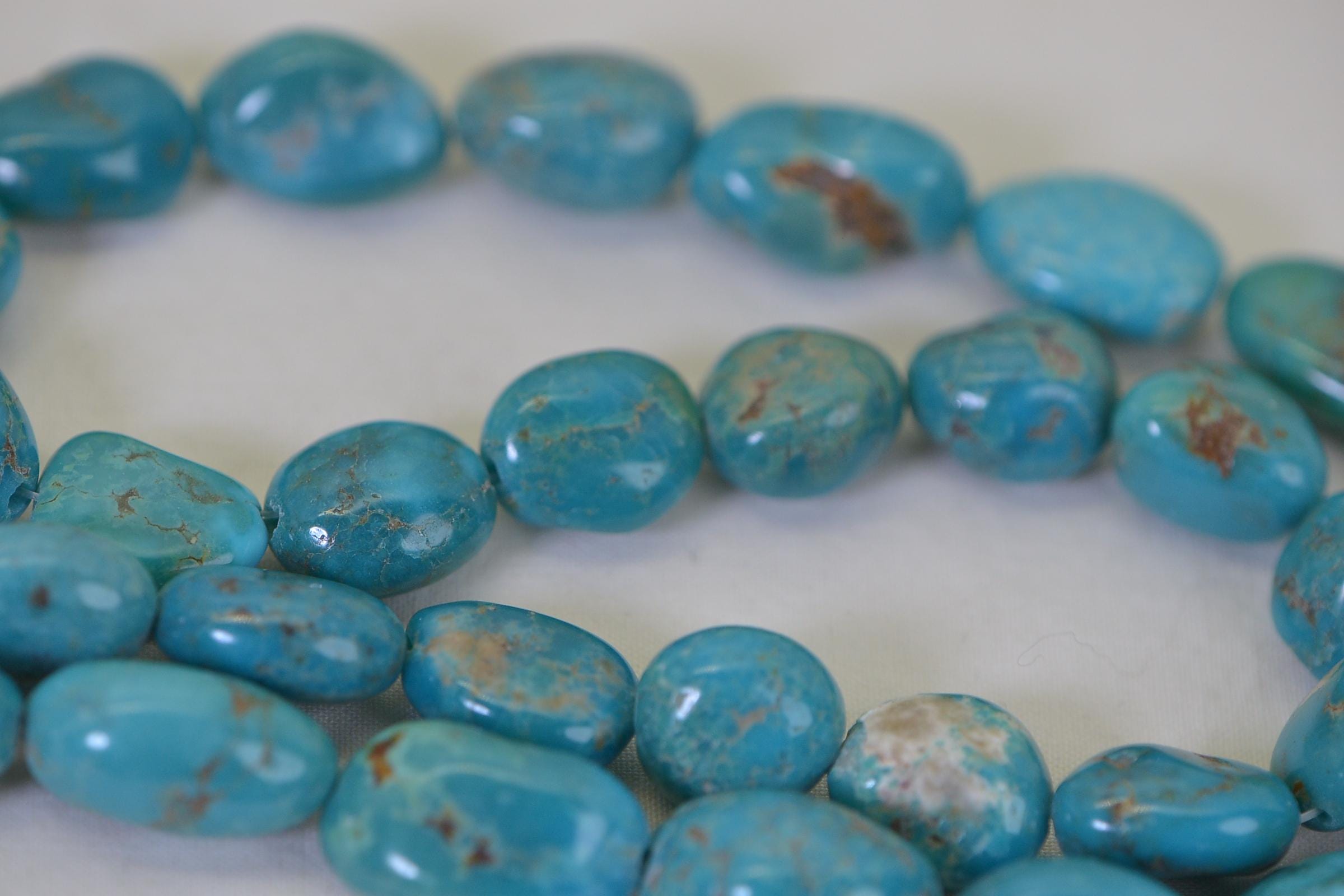 Nevada Turquoise Nugget Beads: 16" Strand, Natural Gemstone Large beads Free Form Nuggets 17mm