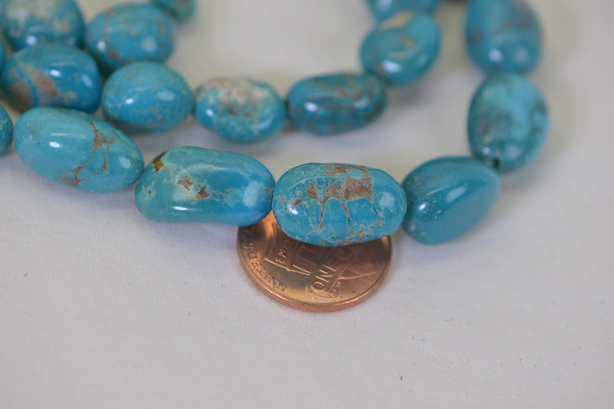 Nevada Turquoise Nugget Beads: 16" Strand, Natural Gemstone Large beads Free Form Nuggets 17mm