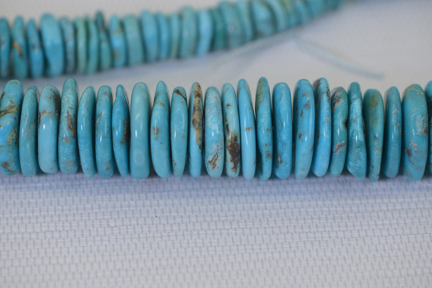 Kingman Turquoise 20mm Large Disc Bead Strand: Arizona Blue Gemstone Necklace Supply