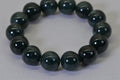14.5mm Natural Burma Jade  Beaded Bracelet Elastic Cord Lucky Jade Bracelet