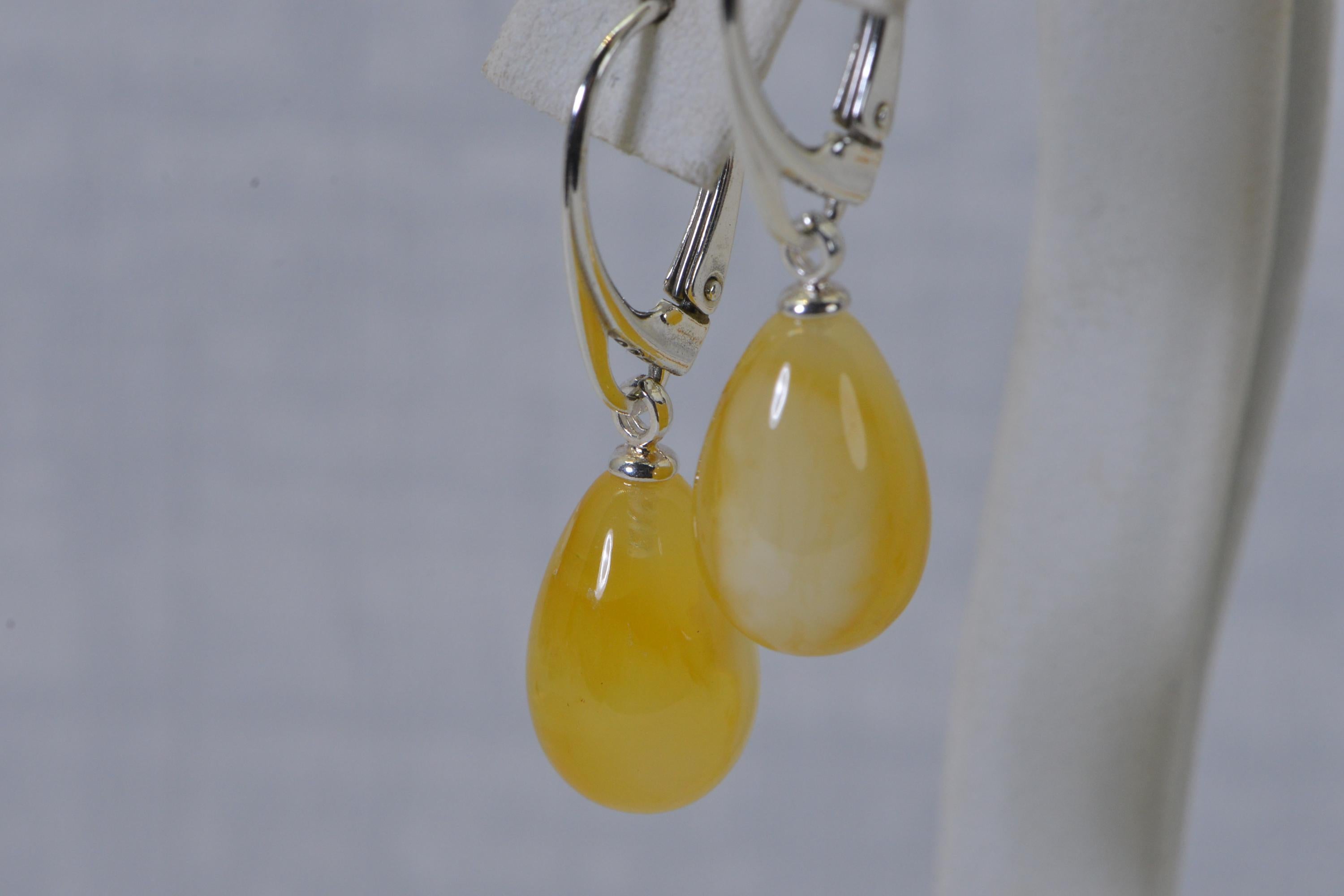 Butterscotch Amber Sterling Silver Drop  Earrings