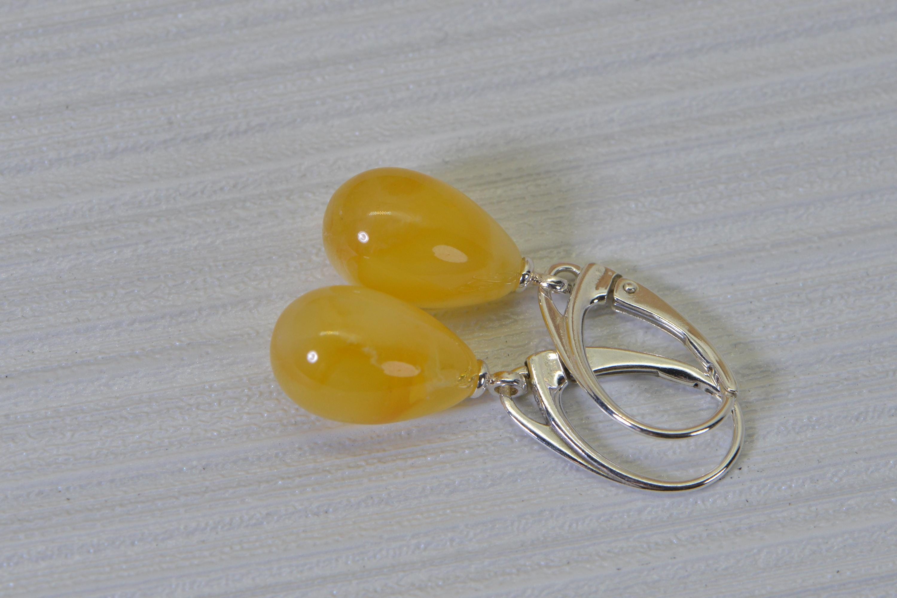 Butterscotch Amber Sterling Silver Drop  Earrings