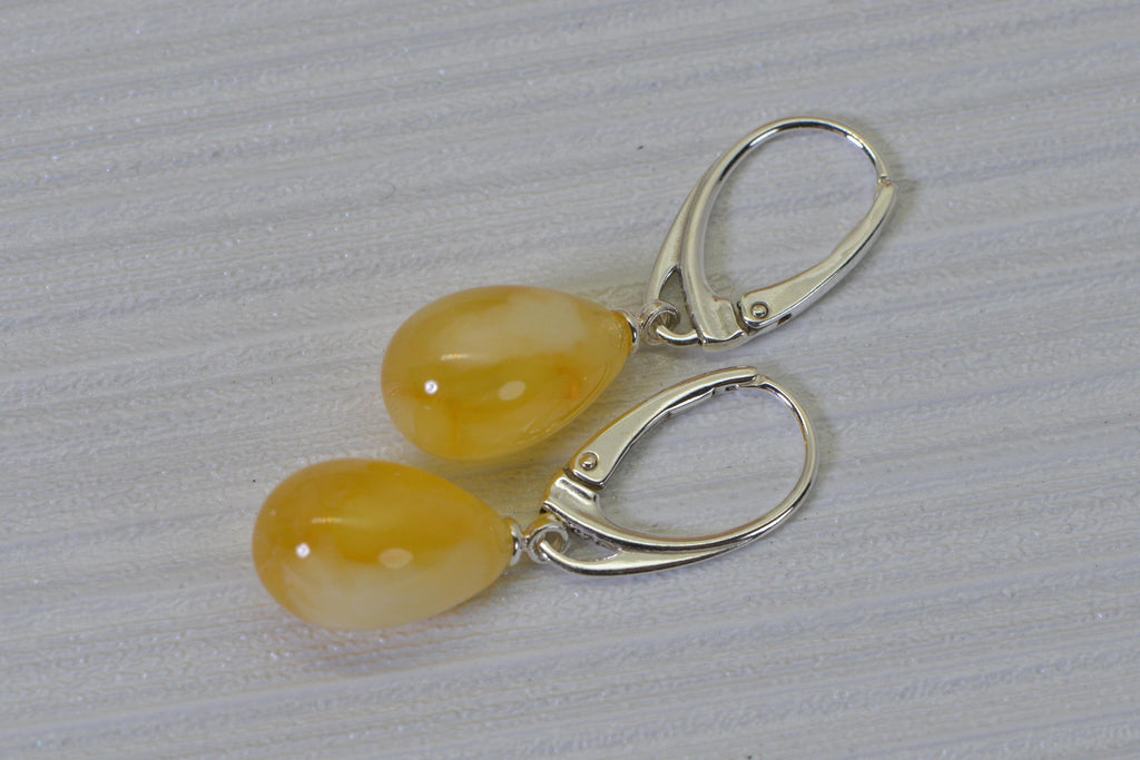 Butterscotch Amber Sterling Silver Drop  Earrings