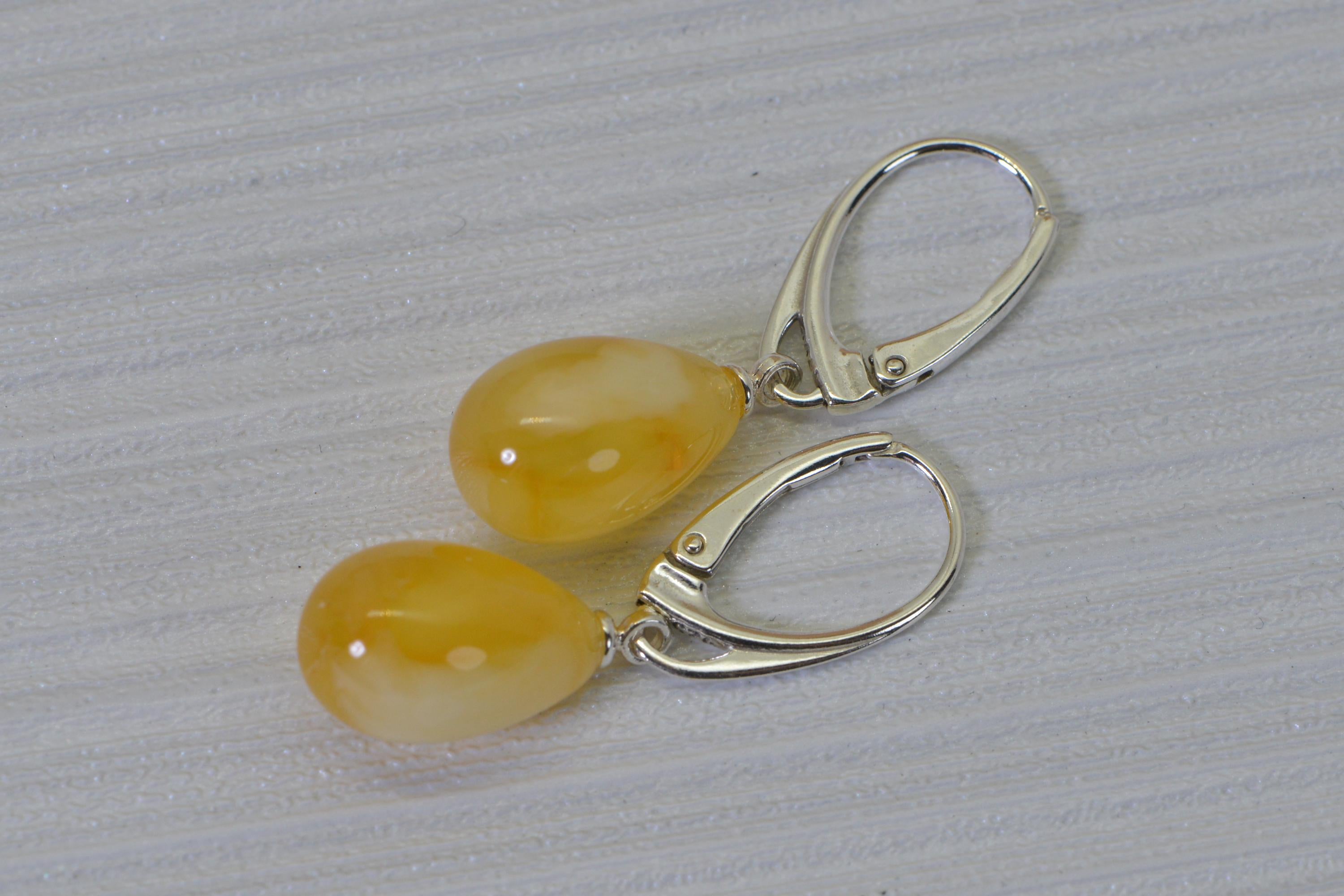 Butterscotch Amber Sterling Silver Drop  Earrings
