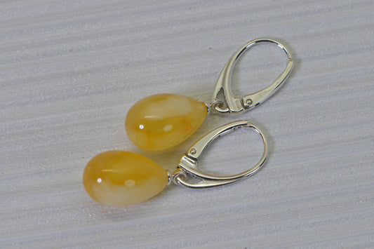 Butterscotch Amber Sterling Silver Drop  Earrings