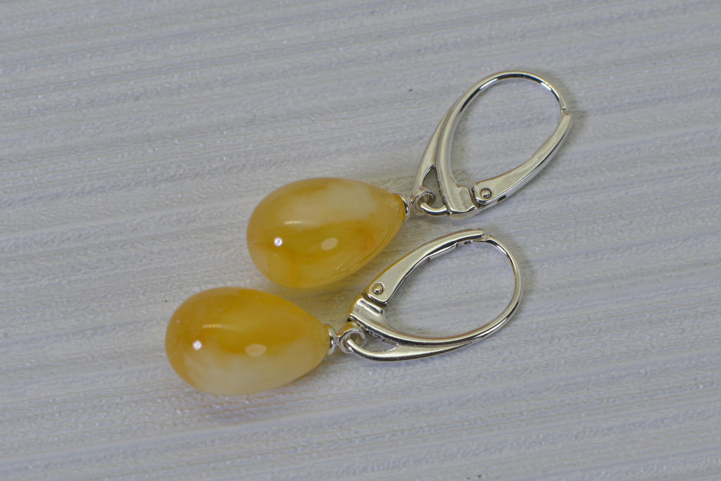 Butterscotch Amber Sterling Silver Drop  Earrings