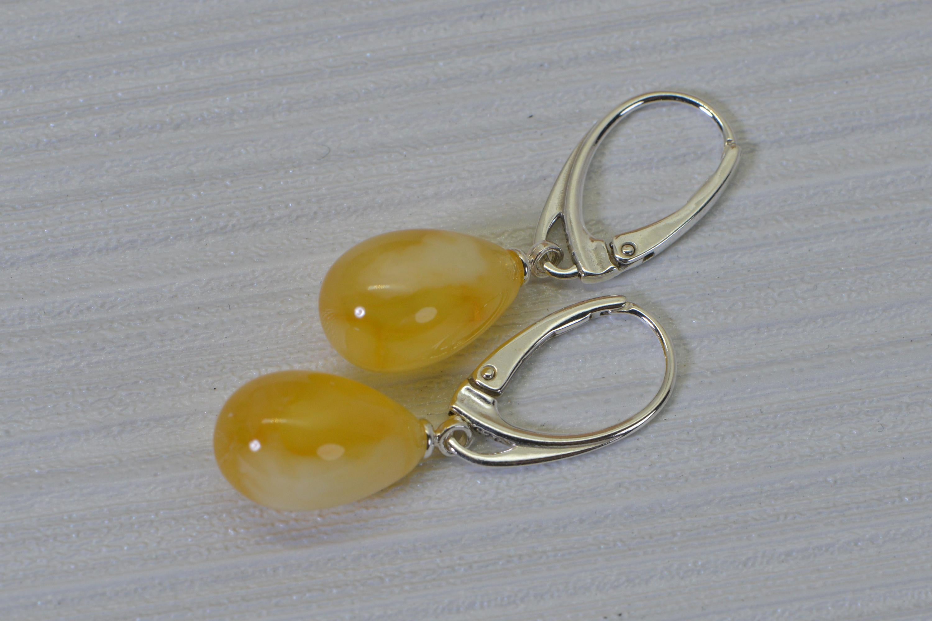 Butterscotch Amber Sterling Silver Drop  Earrings