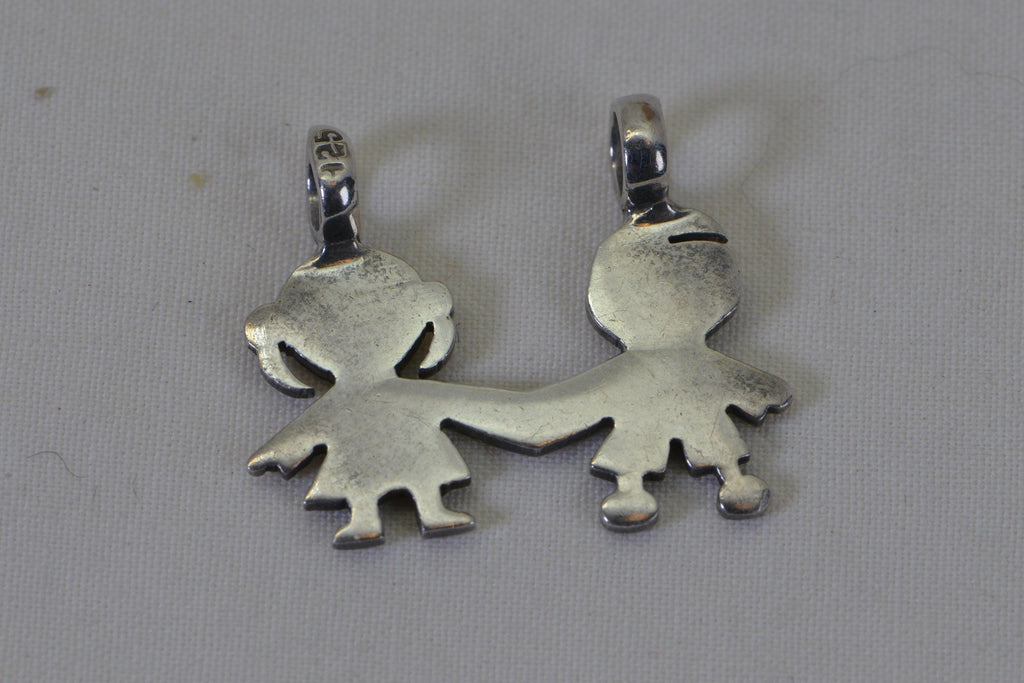 Tous Silver Sweet Dolls Pendant Boy and Girl  holding hands