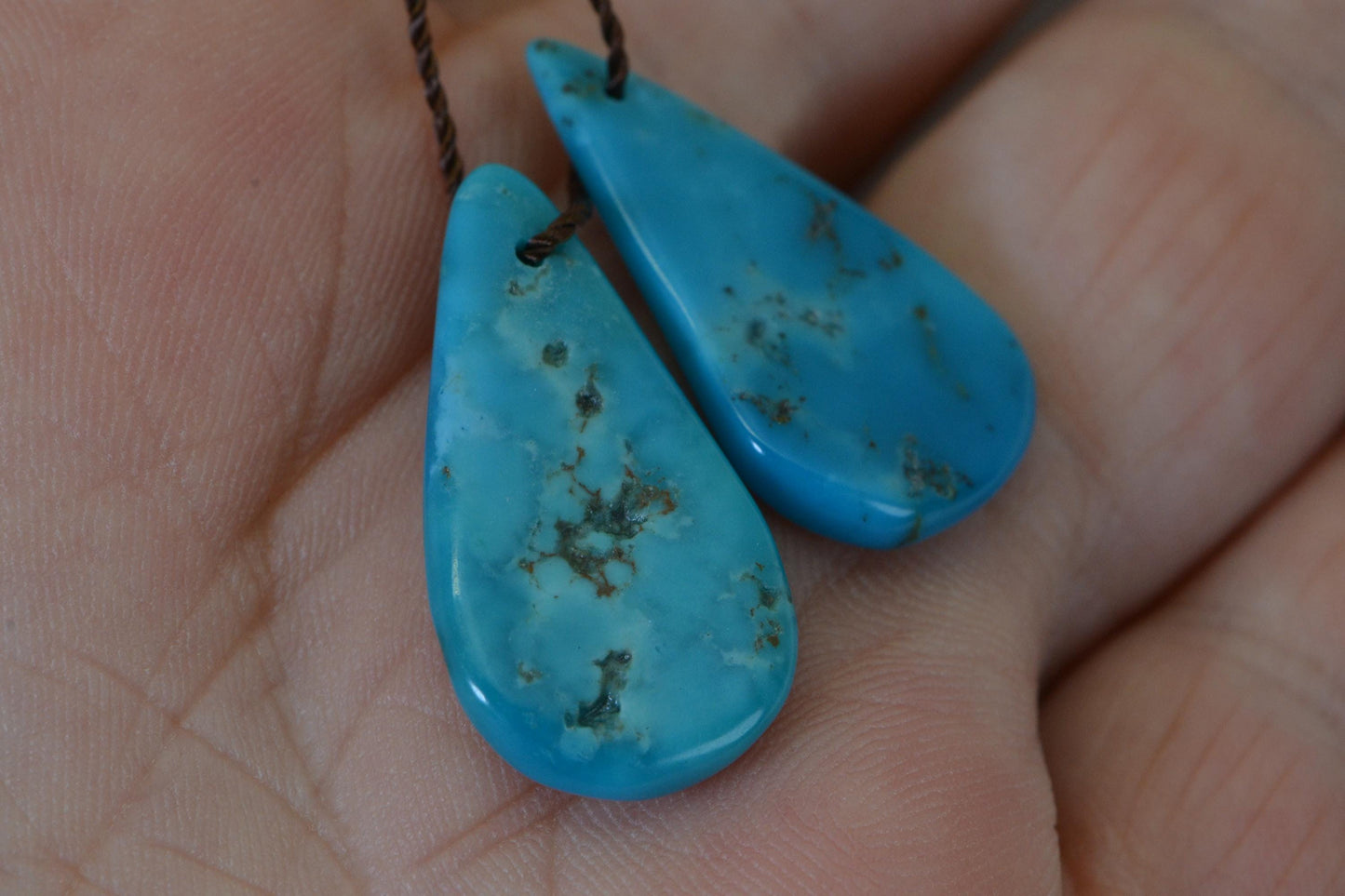 Sleeping Beauty Turquoise Teardrop Beads: Arizona Gemstone (24.5X13.5mm)