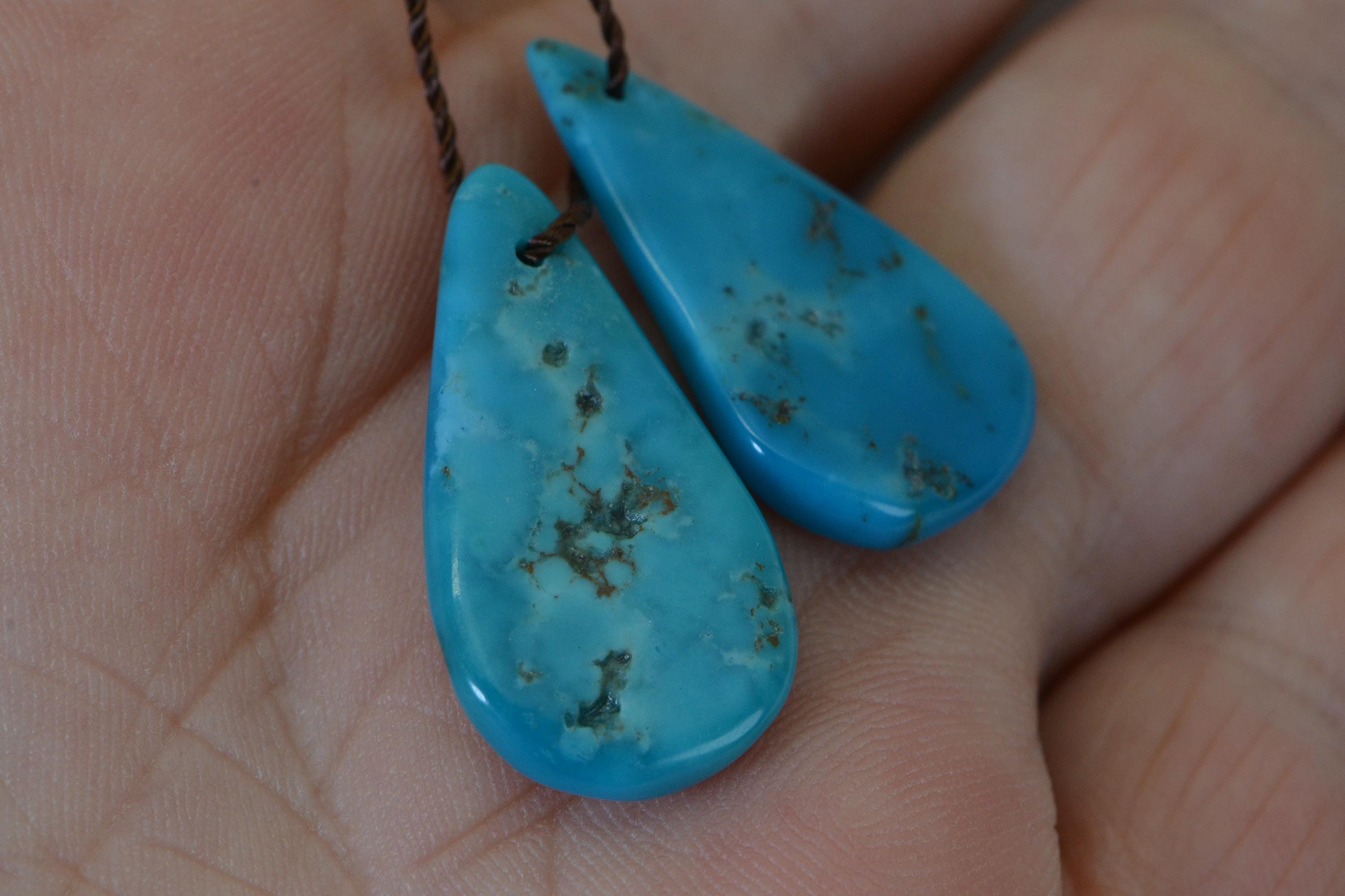 Sleeping Beauty Turquoise Teardrop Beads: Arizona Gemstone (24.5X13.5mm)