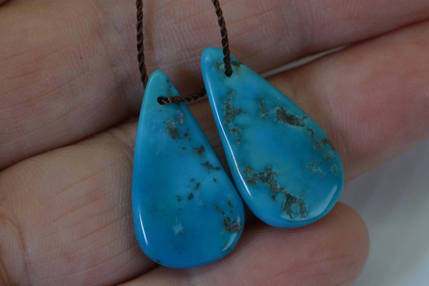 Sleeping Beauty Turquoise Teardrop Beads: Arizona Gemstone (24.5X13.5mm)