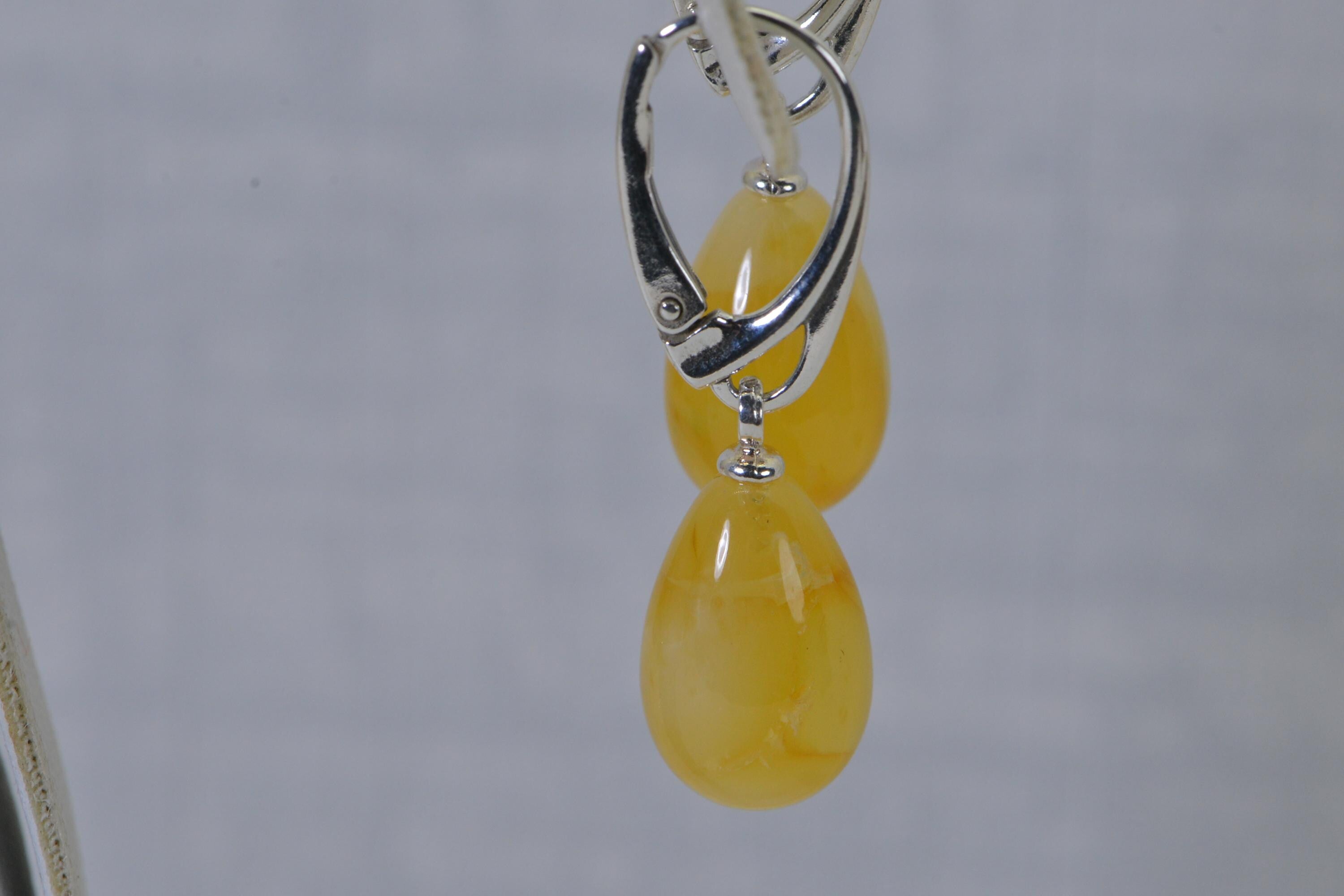 Butterscotch Amber Sterling Silver Drop  Earrings