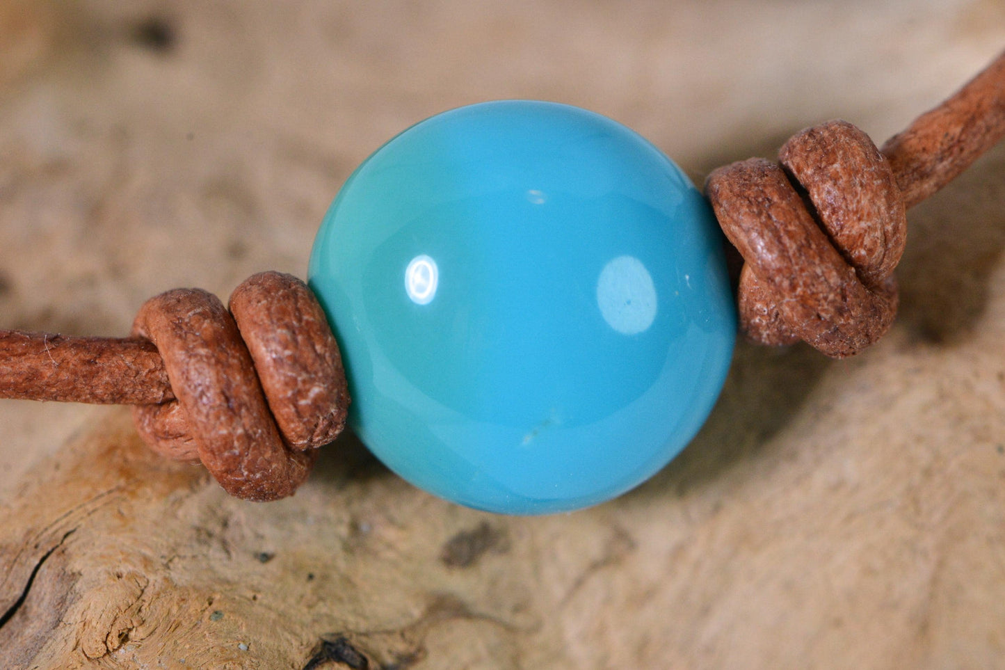 Natural Turquoise Nugget  Necklace Single Bead On Leather Necklace Choker Gemstone Necklace
