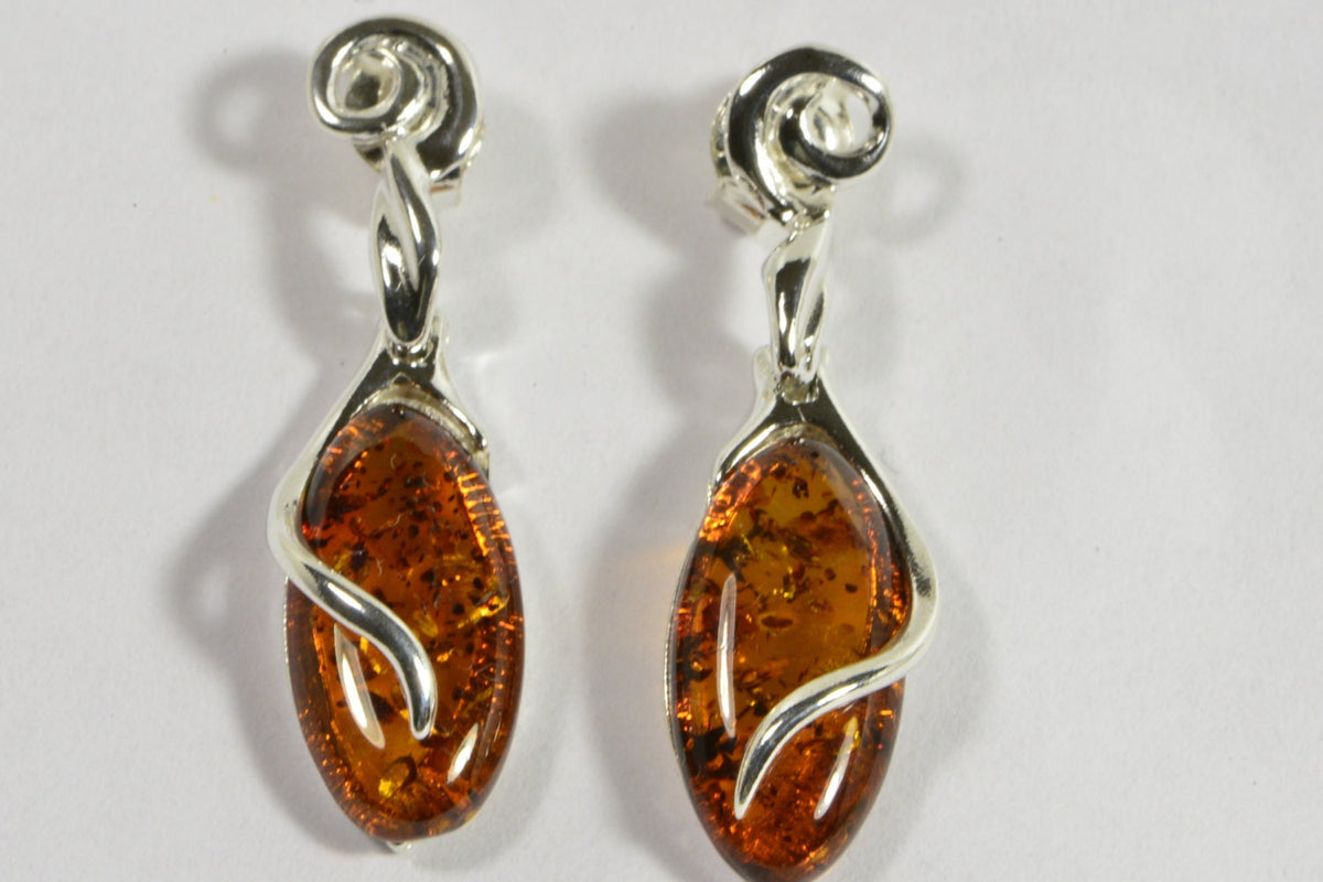Baltic Amber Sterling Silver Dangle Earrings: Gemstone Jewelry
