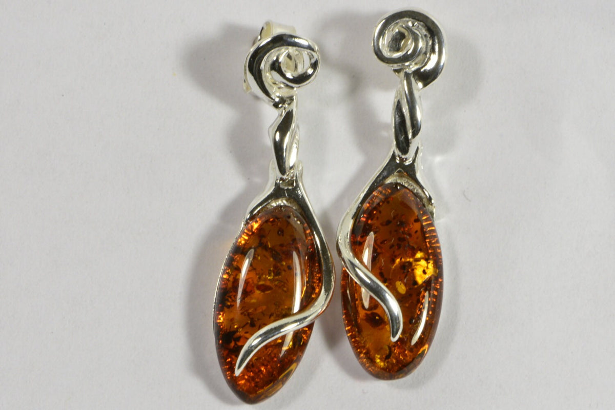 Baltic Amber Sterling Silver Dangle Earrings: Gemstone Jewelry
