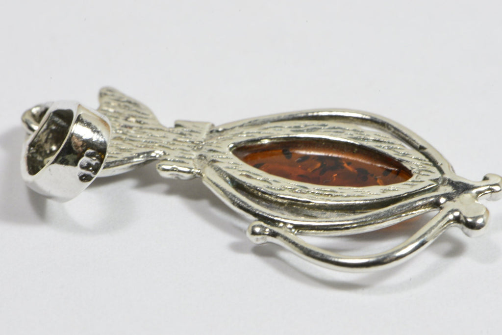Baltic Amber Cat Pendant: Sterling Silver Necklace