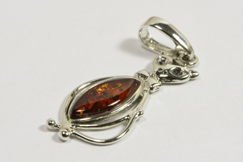 Baltic Amber Cat Pendant: Sterling Silver Necklace