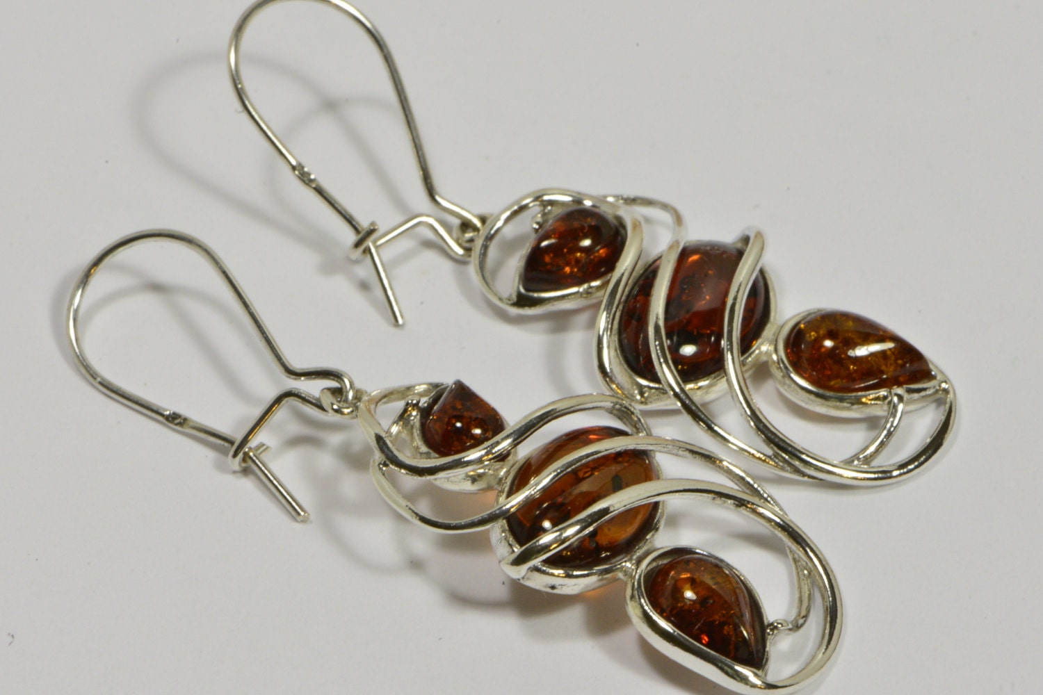 Baltic Amber Earrings: Sterling Silver Dangle Gemstone Jewelry
