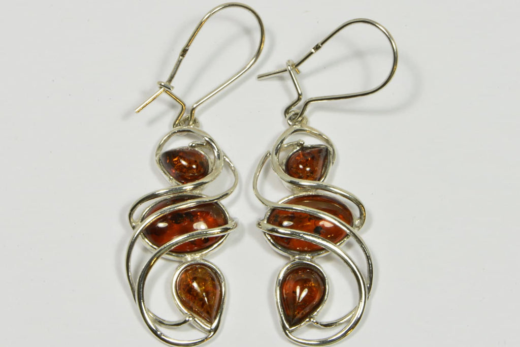 Baltic Amber Earrings: Sterling Silver Dangle Gemstone Jewelry