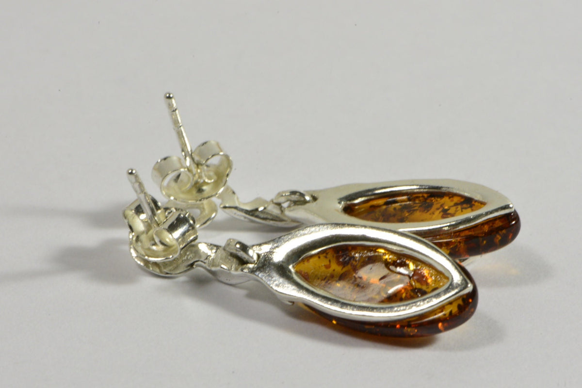Baltic Amber Sterling Silver Dangle Earrings: Gemstone Jewelry