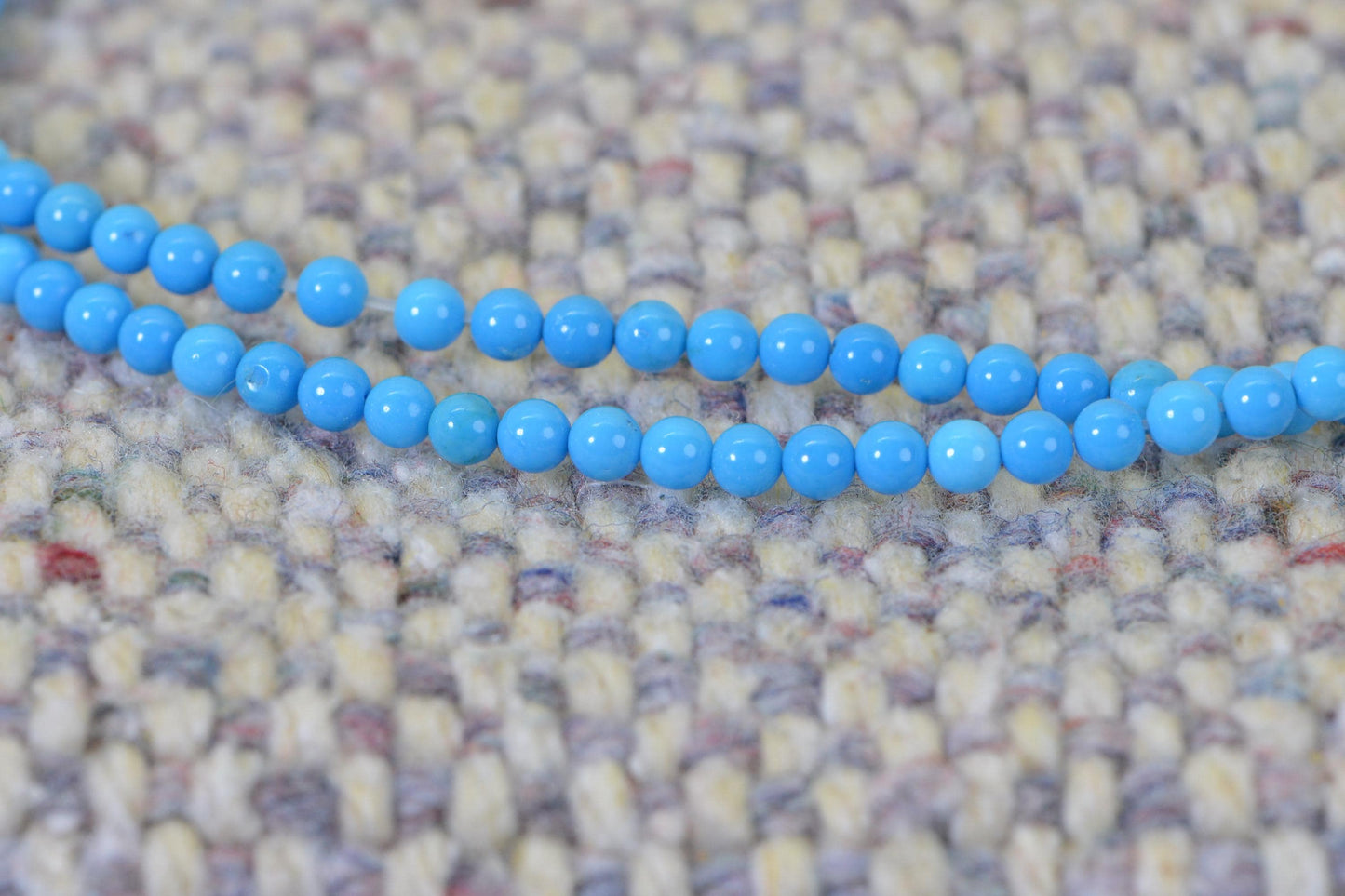 Arizona Turquoise Sleeping Beauty Round Beads 3.5 mm  Natural Gemstone Beads Smooth Glossy Half Strand Beads, Blue Turquoise ,