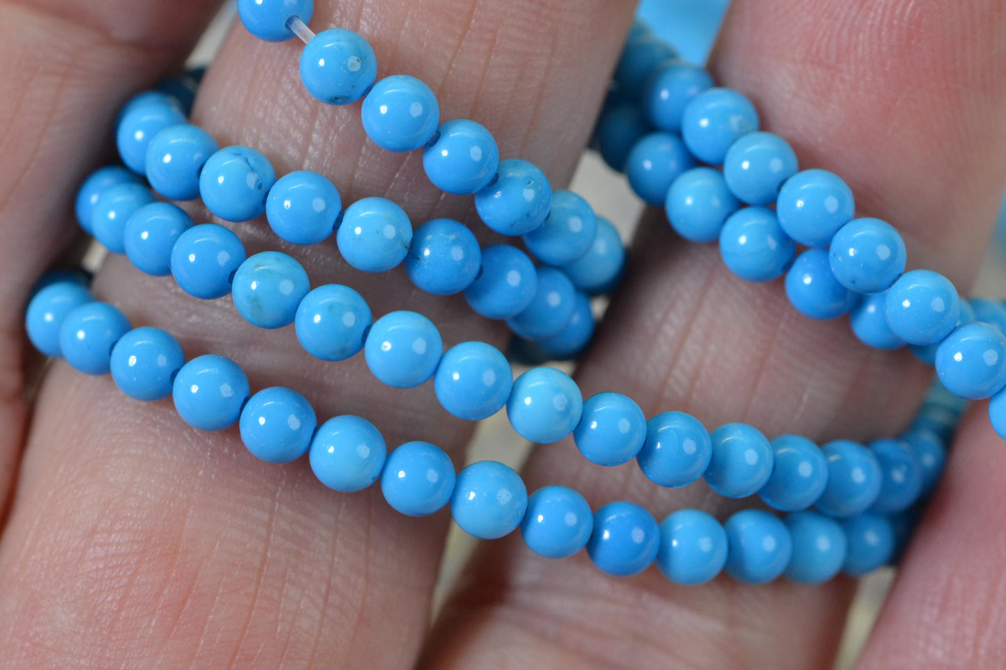 Arizona Turquoise Sleeping Beauty Round Beads 3.5 mm  Natural Gemstone Beads Smooth Glossy Half Strand Beads, Blue Turquoise ,