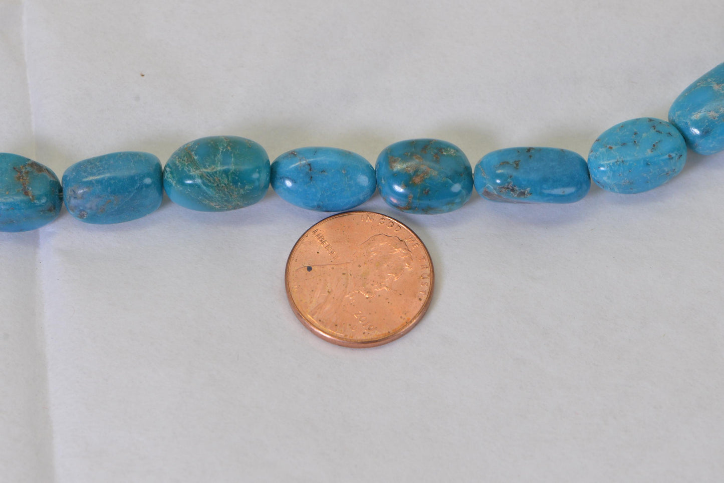 Kingman Turquoise Beads: 11mm Freeform Oval Strand, Arizona Gemstone