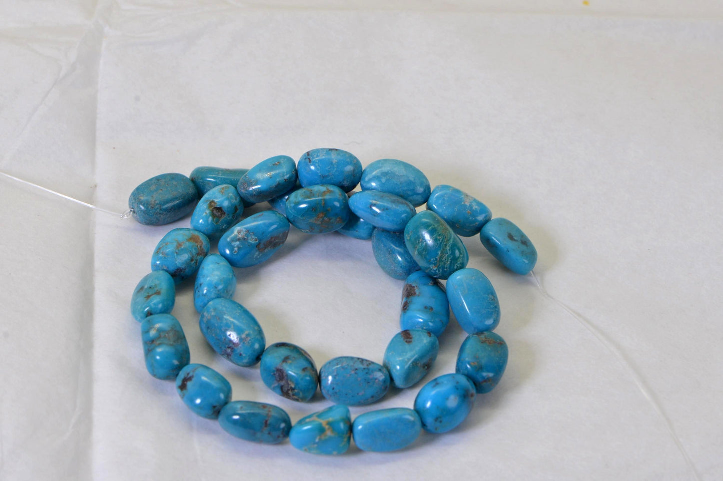 Kingman Turquoise Beads: 11mm Freeform Oval Strand, Arizona Gemstone