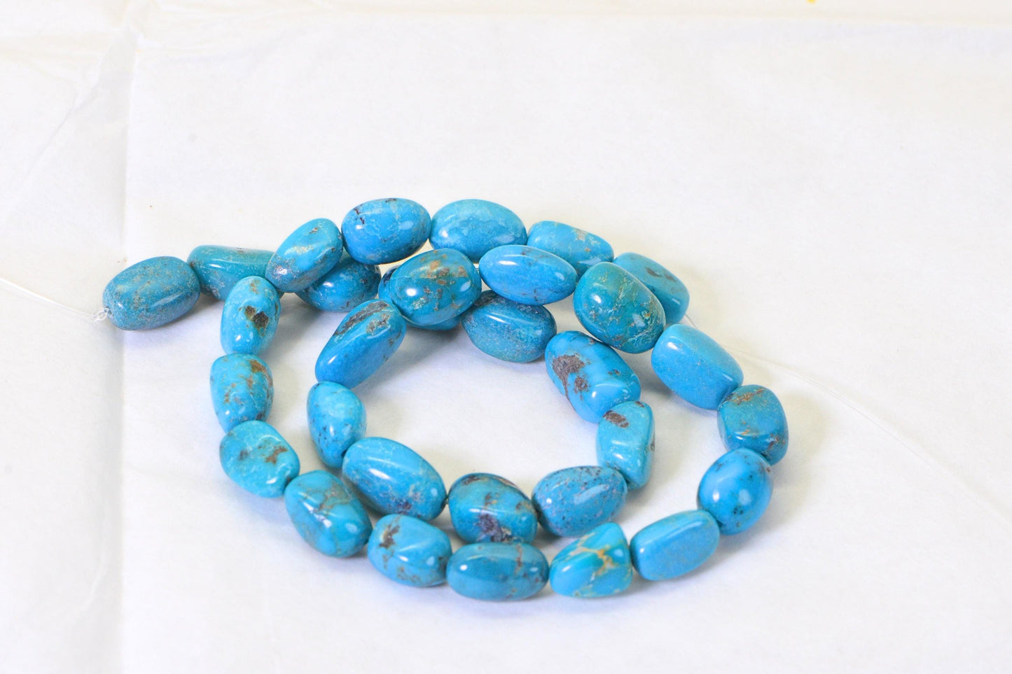 Kingman Turquoise Beads: 11mm Freeform Oval Strand, Arizona Gemstone