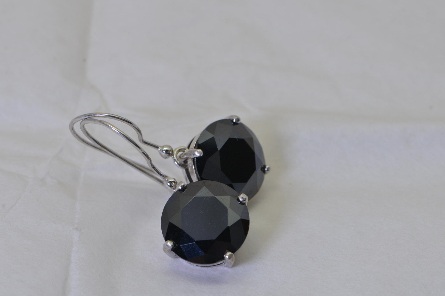 Natural Australian Black Tourmaline Earrings – Sterling Silver, Rhodium Finished