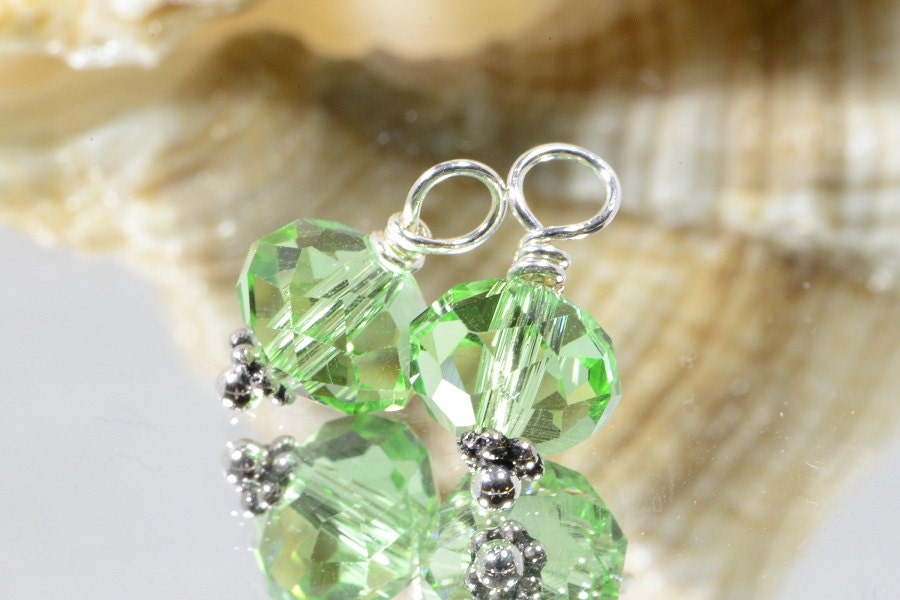 Peridot crystal gem cut rondelle wire wrapped- Add Dangles