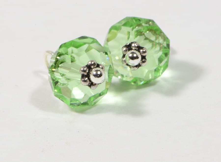 Peridot crystal gem cut rondelle wire wrapped- Add Dangles