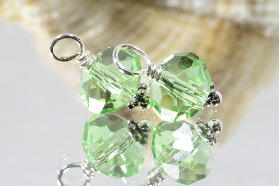 Peridot crystal gem cut rondelle wire wrapped- Add Dangles