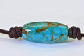 Royston Turquoise Barrel Pendant Necklace – Large Statement Stone on Leather Cord – Handmade Men's Gift