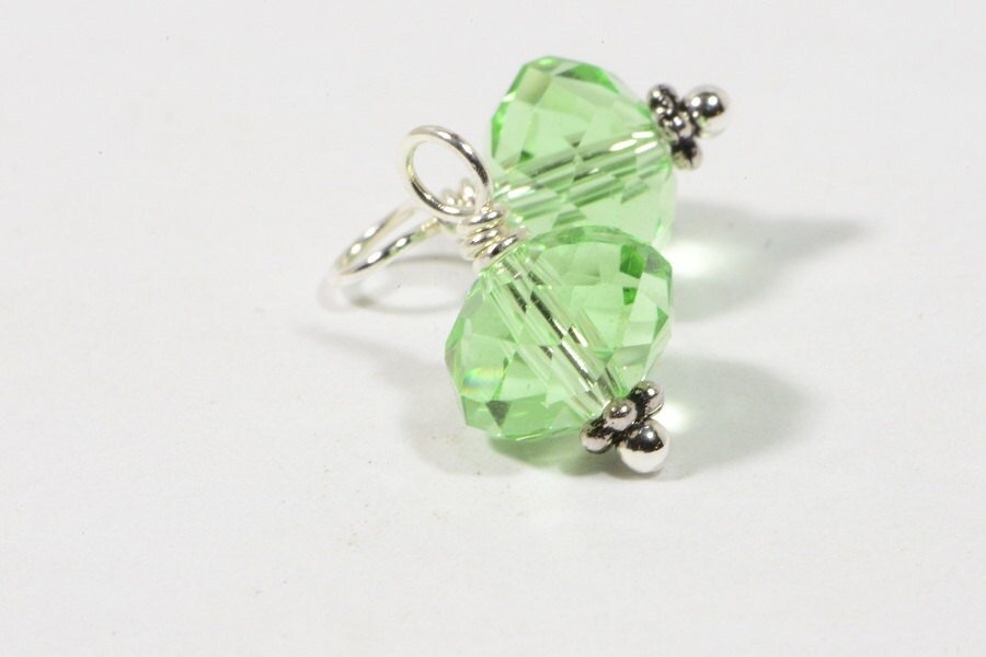 Peridot crystal gem cut rondelle wire wrapped- Add Dangles