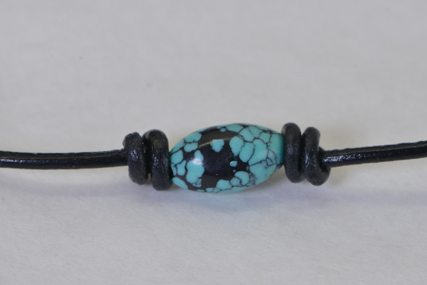 American Spiderweb Turquoise Leather Bracelet – Natural & Untreated