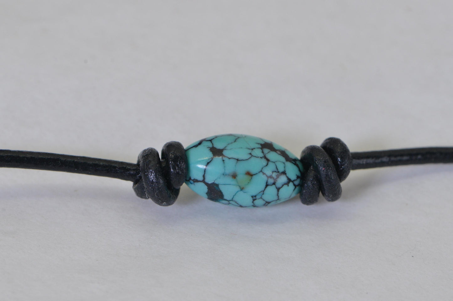 American Spiderweb Turquoise Leather Bracelet – Natural & Untreated