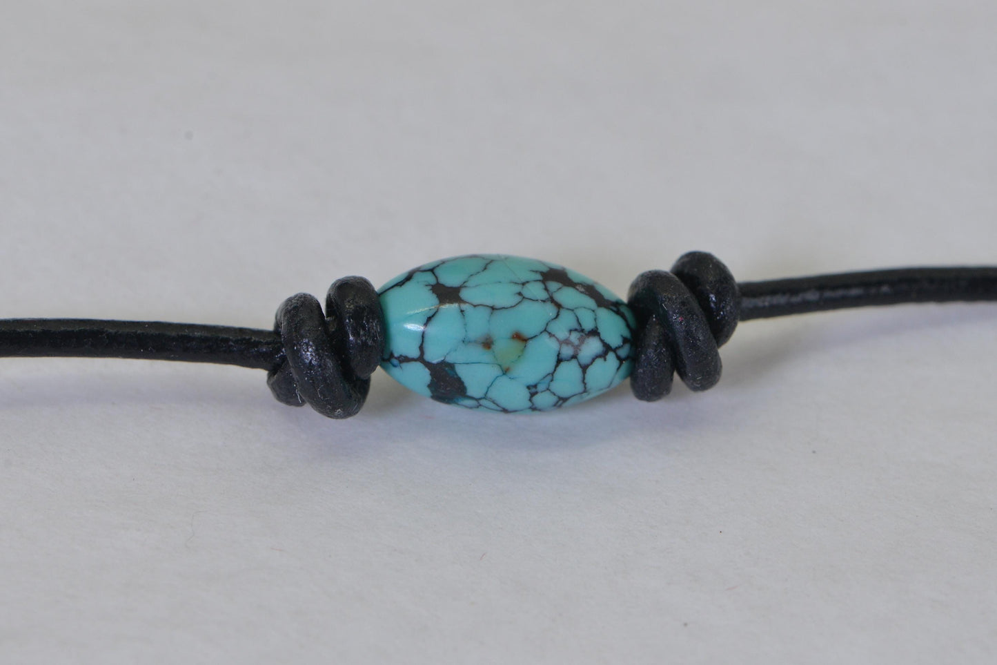 American Spiderweb Turquoise Leather Bracelet – Natural & Untreated