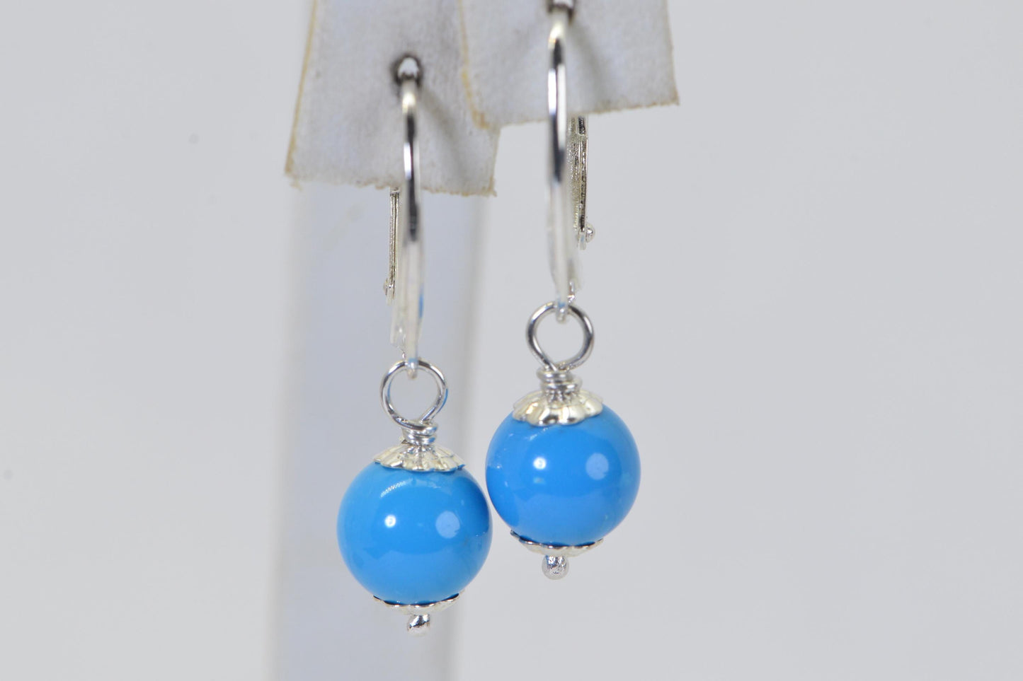 Minimalist Earrings Gemstone Turquoise  Blue Sleeping Beauty  Earrings Wire Wrapped Sterling Silver Drops