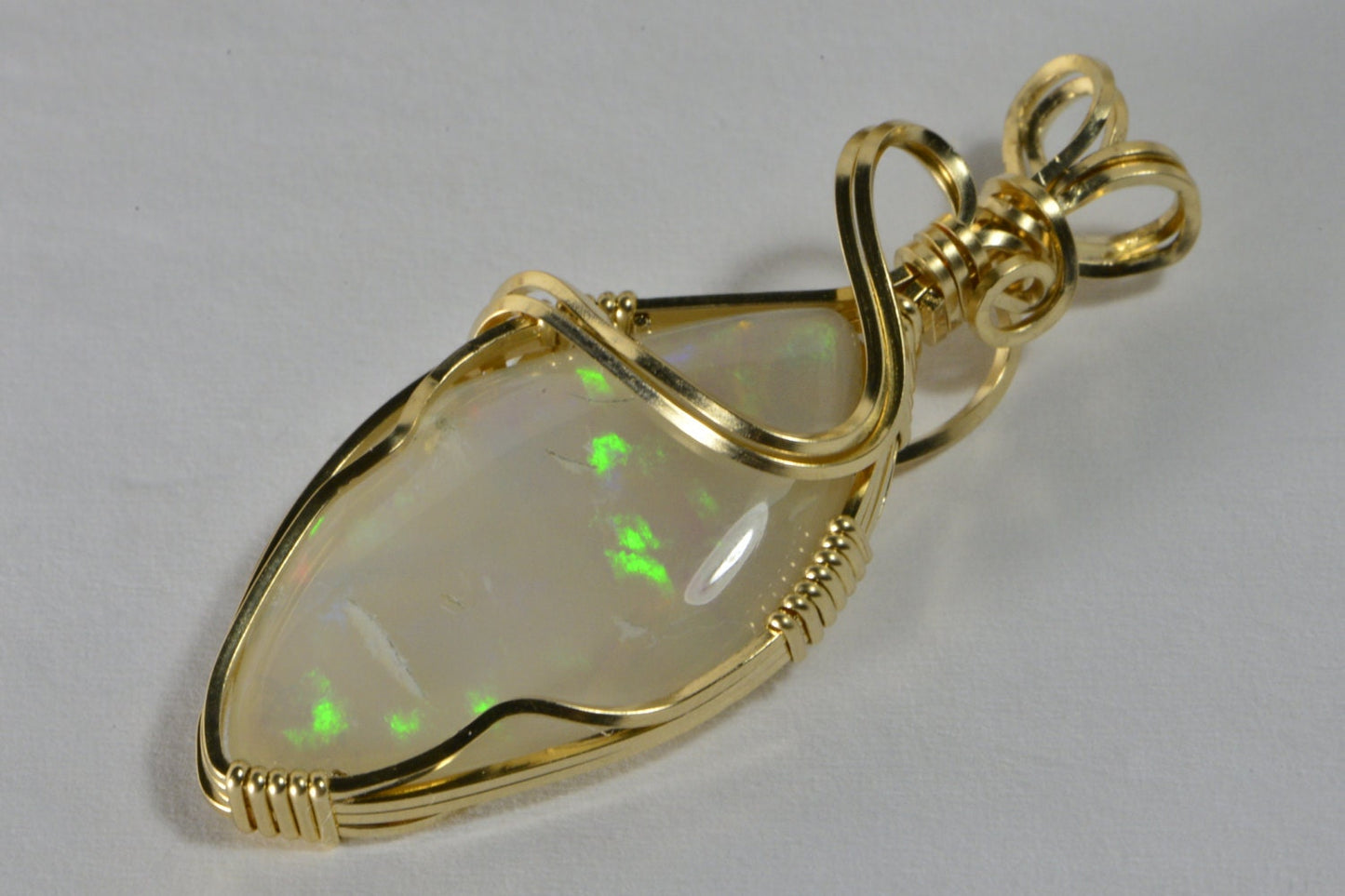 Australian Opal Pendant: Gold Filled Wire Wrapped Jewelry