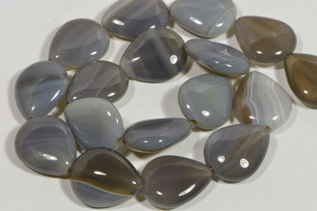 Lace Agate Teardrop Beads: Natural Gemstone Jewelry Making (24x20x7.5mm)