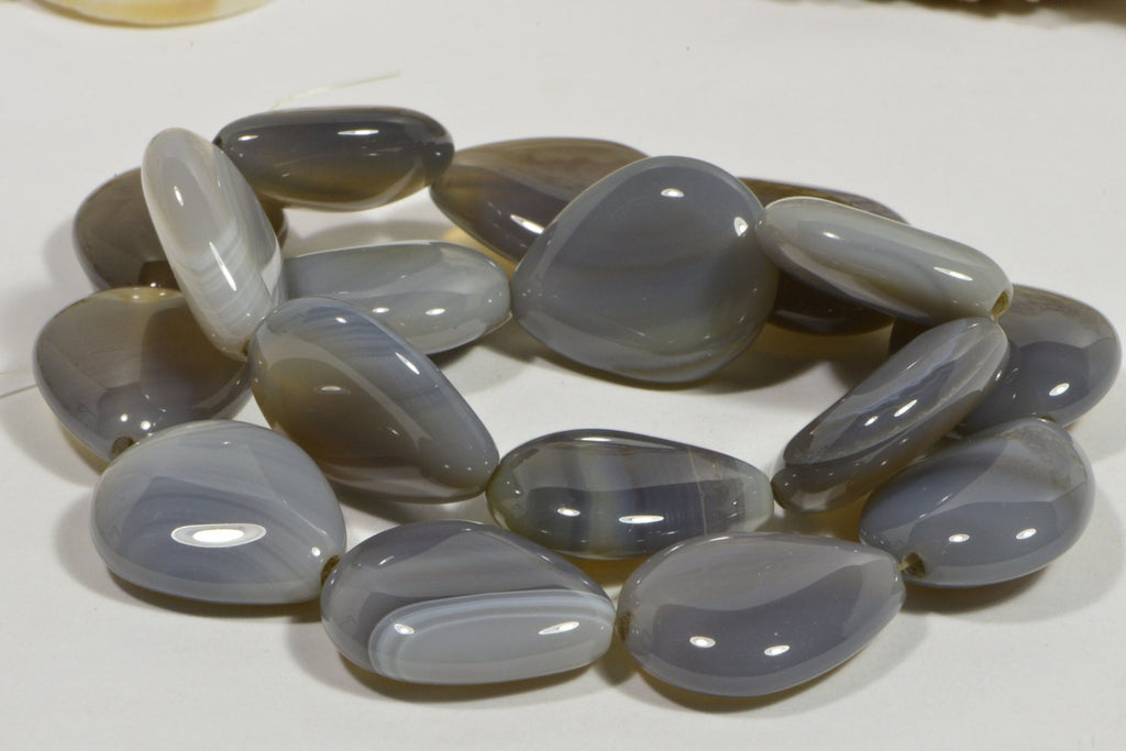 Lace Agate Teardrop Beads: Natural Gemstone Jewelry Making (24x20x7.5mm)
