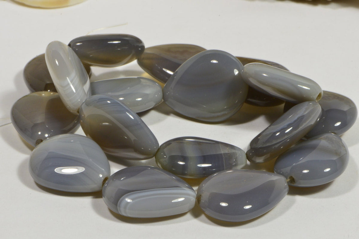 Lace Agate Teardrop Beads: Natural Gemstone Jewelry Making (24x20x7.5mm)