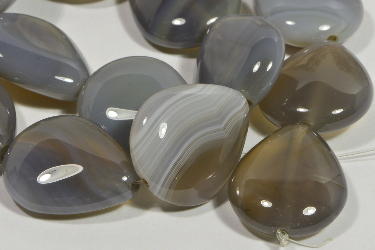 Lace Agate Teardrop Beads: Natural Gemstone Jewelry Making (24x20x7.5mm)