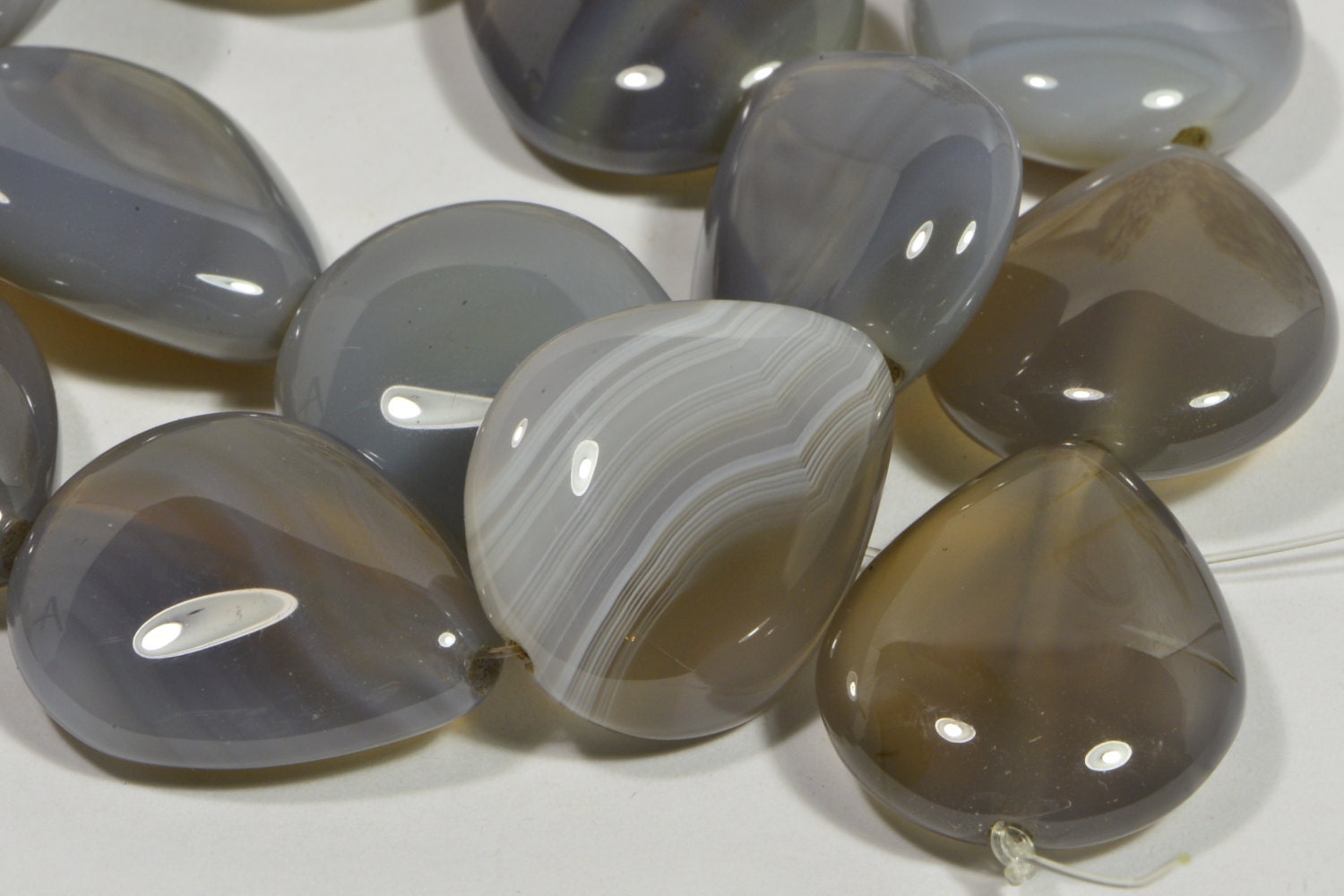 Lace Agate Teardrop Beads: Natural Gemstone Jewelry Making (24x20x7.5mm)