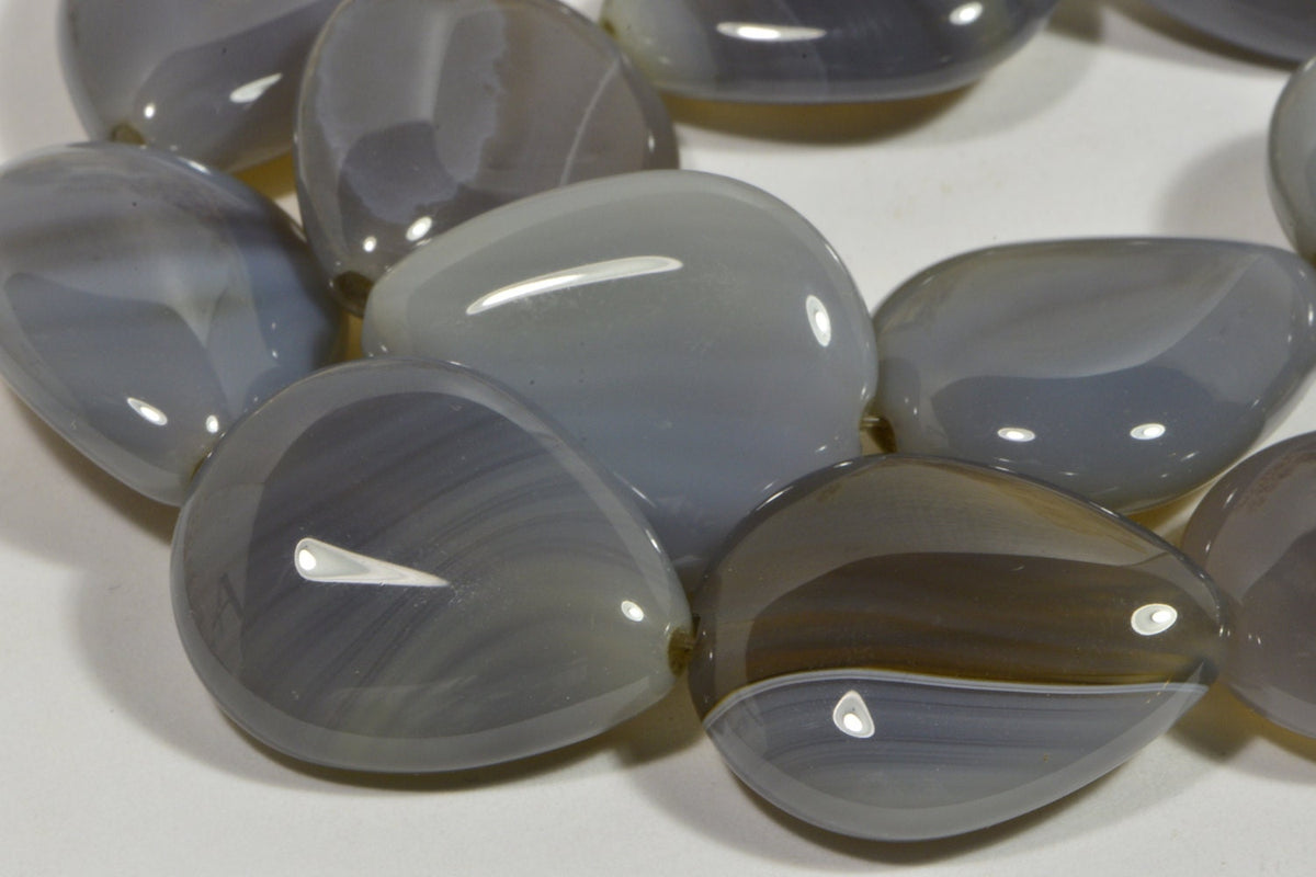 Lace Agate Teardrop Beads: Natural Gemstone Jewelry Making (24x20x7.5mm)